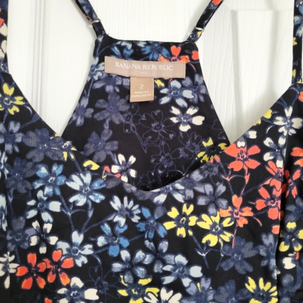 Banana Rebublic Navy Floral Sundress Size 2 - Picture 2 of 3